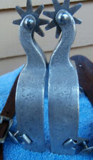 E. Garcia Engraved Silver Horse Spurs with Custom Made Leather Straps Jerry Dyck picture