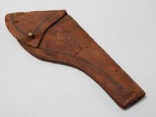 ANTIQUE VINTAGE BROWN LEATHER WESTERN COWBOY GUN HOLSTER TOOLED DSGN - OLD picture