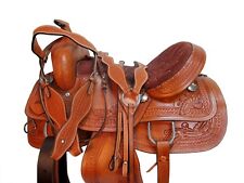WESTERN TRAIL SADDLE 15 16 17 18 PLEASURE HORSE FLORAL TOOLED LEATHER TACK SET picture