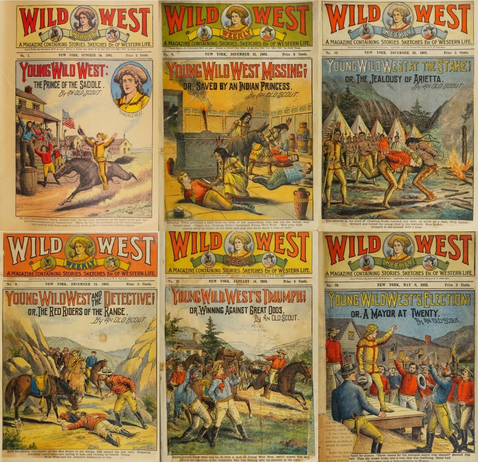 93 Old Rare Issues of Wild West Weekly American Heroine Frontier Magazine on DVD