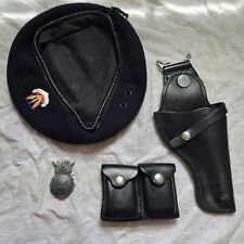 Vintage Cold War USAF Security Police Badge, Beret, Holster, and Pouch lot picture