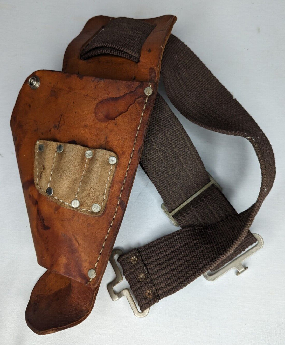 Vintage Military Leather Gun Holster and Belt Combat Belt - Unknown Era
