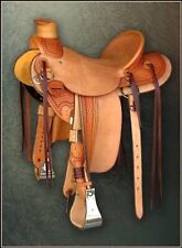 Leather western wade saddle roughout leather horse tack roping ranch picture