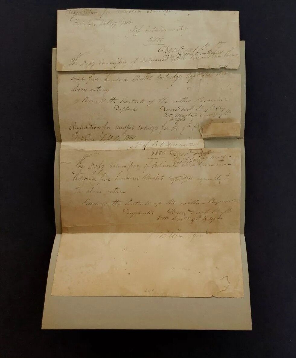 1814 Brig. General JOHN MILLER Autographed Requisition For  Muskett Cartridges 