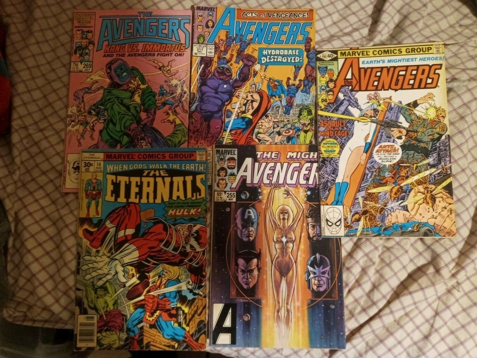 vintage comic books lot .The Avengers.Eternals 5 comic books.Used readers copies