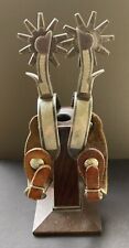 “CAÑON CITY” SPURS, SILVER INLAID DOUBLE MOUNTED Colorado Prison Made Canyon picture