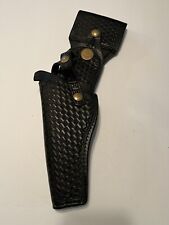 VINTAGE 🇺🇸 BLACK LEATHER  POLICE ISSUE GUN HOLSTER/PATROL/OFFICER/COP/ 👀LQQK picture