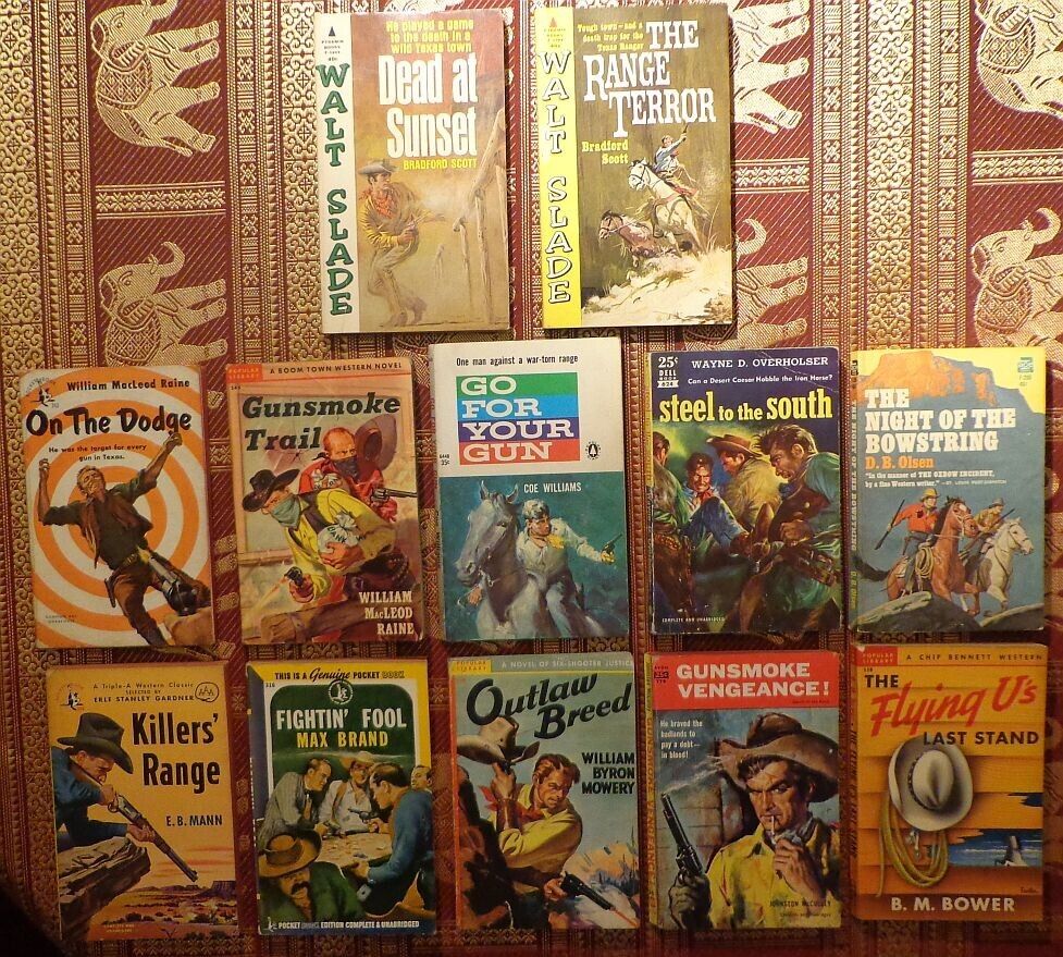LOT of 12 Vintage Pulps 1940-60s Western COWBOY CLASSICS Wild West PAPERBACKS