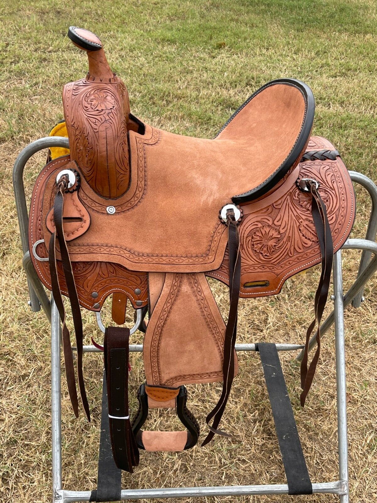Genuine New Western Leather Youth Child Horse Pony Ranch Saddle Floral Tooled 