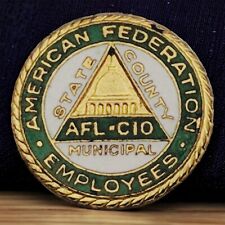 American Federation Employees State County Municipal AFL-CIO Hat Label Pin Vtg picture