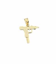 14K Yellow Gold Machine Gun Extended Mag Pendant W Cubic Zirconia 18.92x15.32mm picture