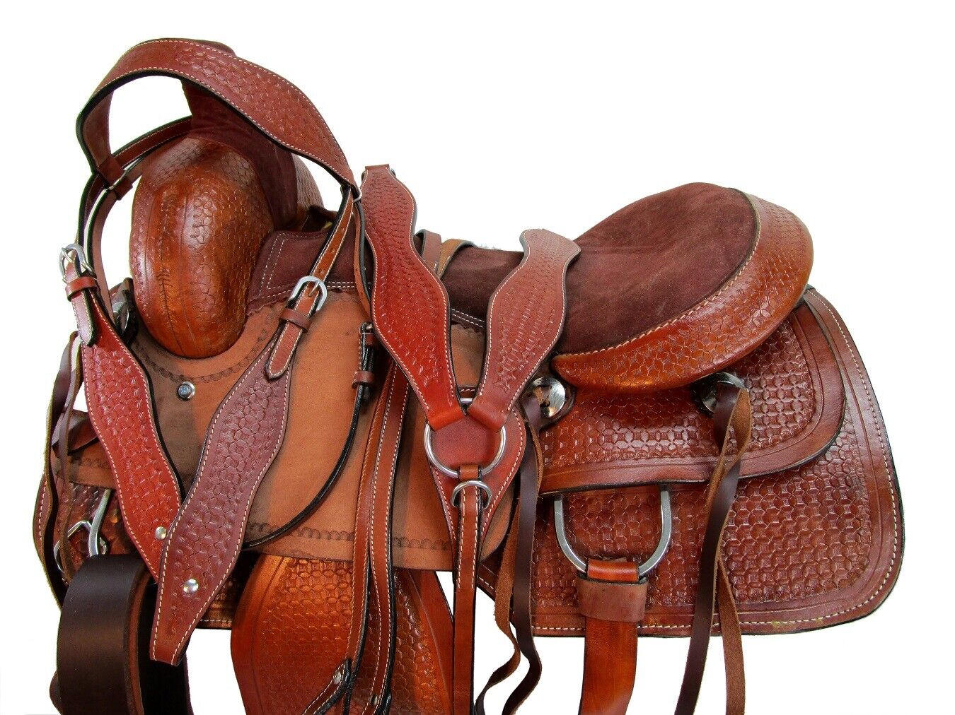 RODEO WESTERN RANCH SADDLE ROPING HORSE PLEASURE TOOLED LEATHER TACK 15 16 17