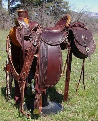 Premium Leather Wade Western Roping Ranch Horse Saddle Tack Set 14\