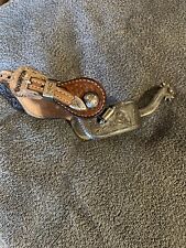 Custom Made Sterling Silver B-C Western Show Spurs with Broken Horn straps picture