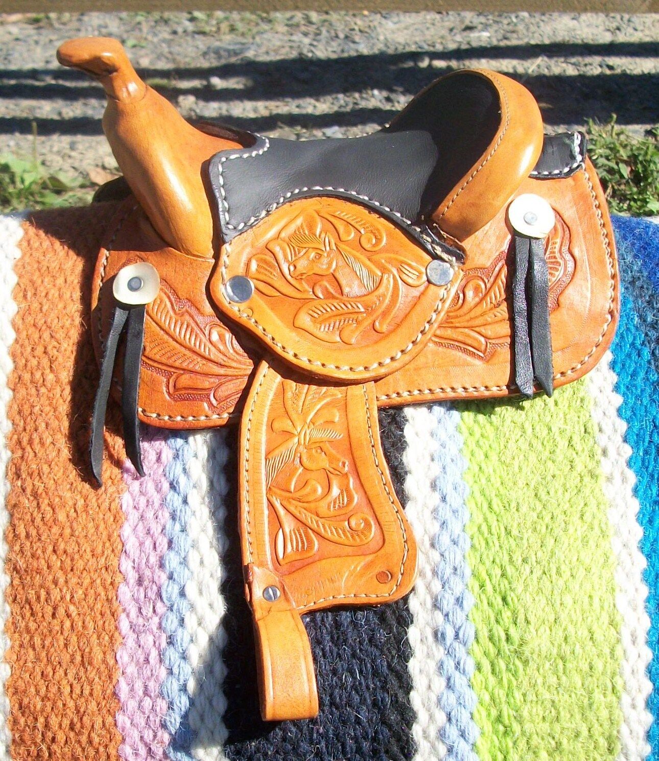 Western Horse Miniature Leather Saddle 5