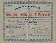 1919 Convention Credential Certificate American Federation of Musicians Union picture