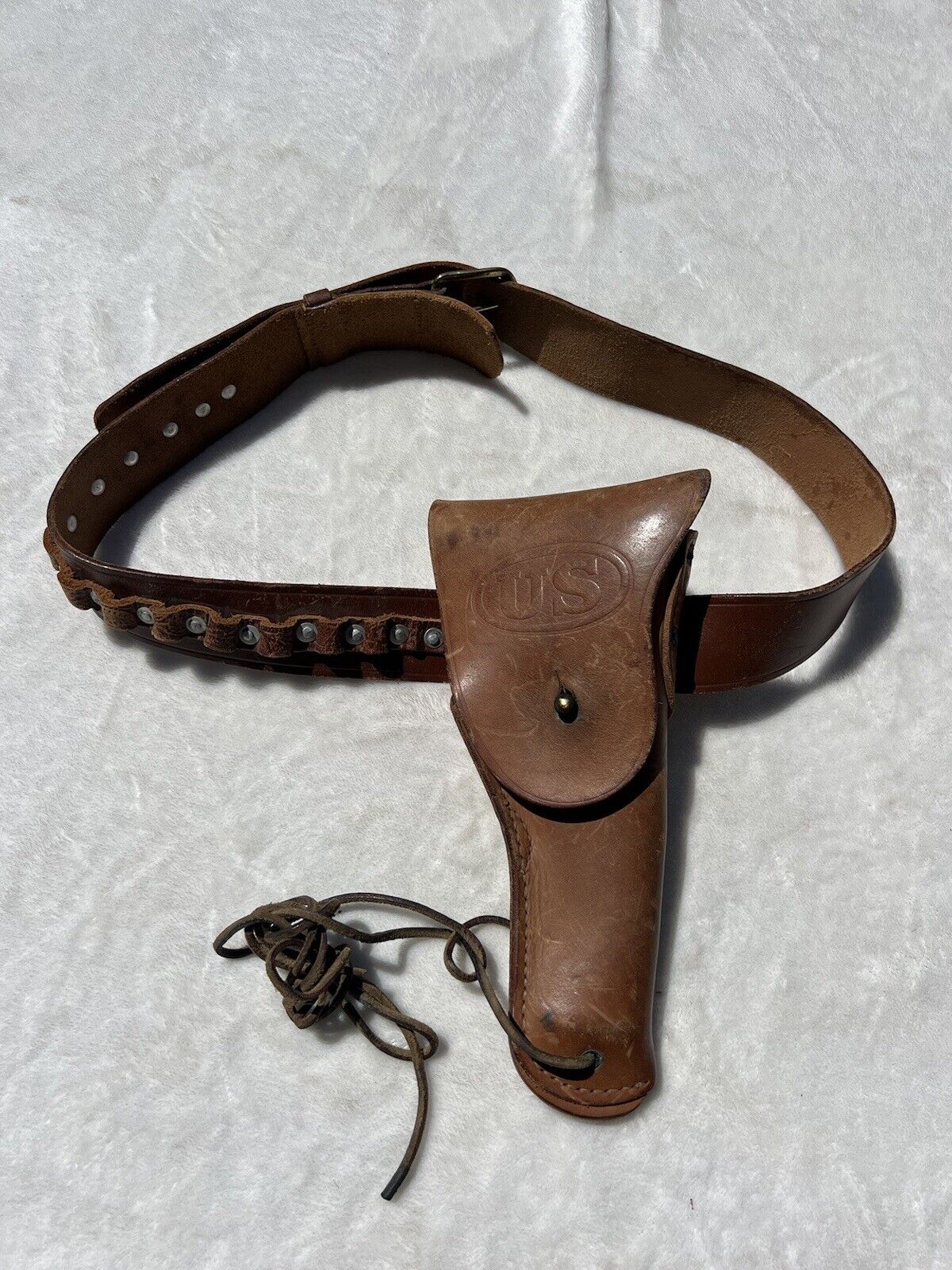 Vintage US MILITARY Pistol Holster, Warren Leather Goods Company W/belt Total 46