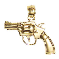 New 14k Gold Revolver Gun Pendant picture