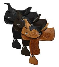 Western Horse Miniature Leather Saddle Adorable Decoration Light, Dark or Black picture