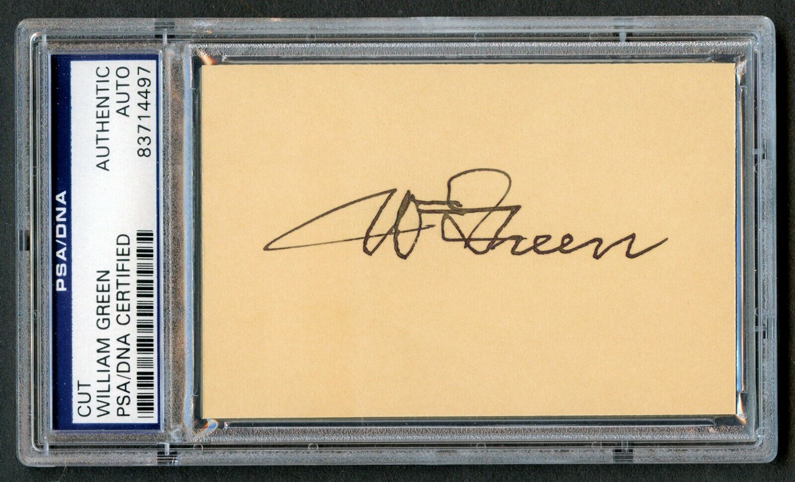 William Green signed autograph auto 2.5x3.5 cut American Federation of Labor PSA