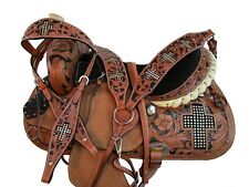 TRAIL WESTERN SADDLE HORSE PLEASURE FLORAL TOOLED LEATHER TACK SET 17 16 15 picture