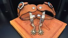 Vintage McChesney No. 8 Style Gal Leg Spurs w/ Silver & Copper Inlay and Straps picture