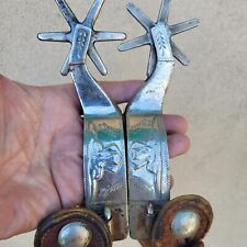 Vintage KELLY Silver Mounted Bullhead Spurs Old picture