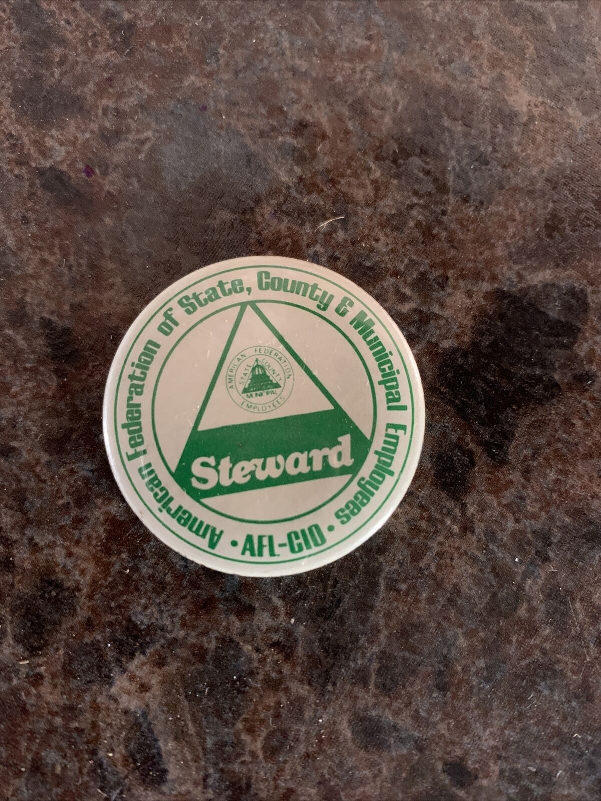 Vintage Steward AFSCME Button Pin Back American Federation Employee State County