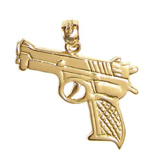 New 14k Yellow Gold Pistol Gun Pendant picture