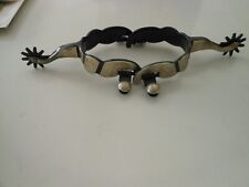 Western/Cowboy Black Spurs w/Etched SIlver Trim and Rowels, Unmarked picture