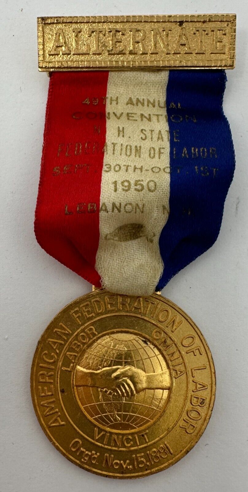 1950 American Federation Of Labor 49th Annual Convention Medal Ribbon