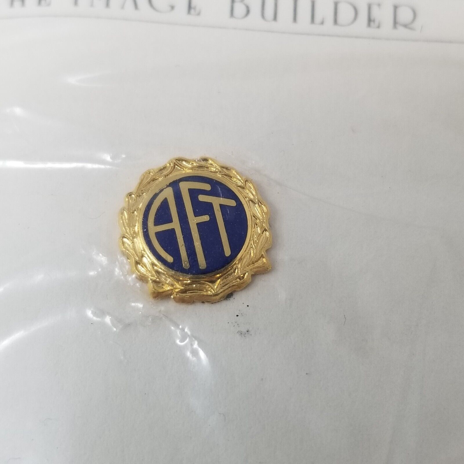 American Federation of Teachers Lapel Pin Blue Gold AFT Metal Vtg
