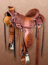 Leather western wade saddle tooled carved leather horse tack picture