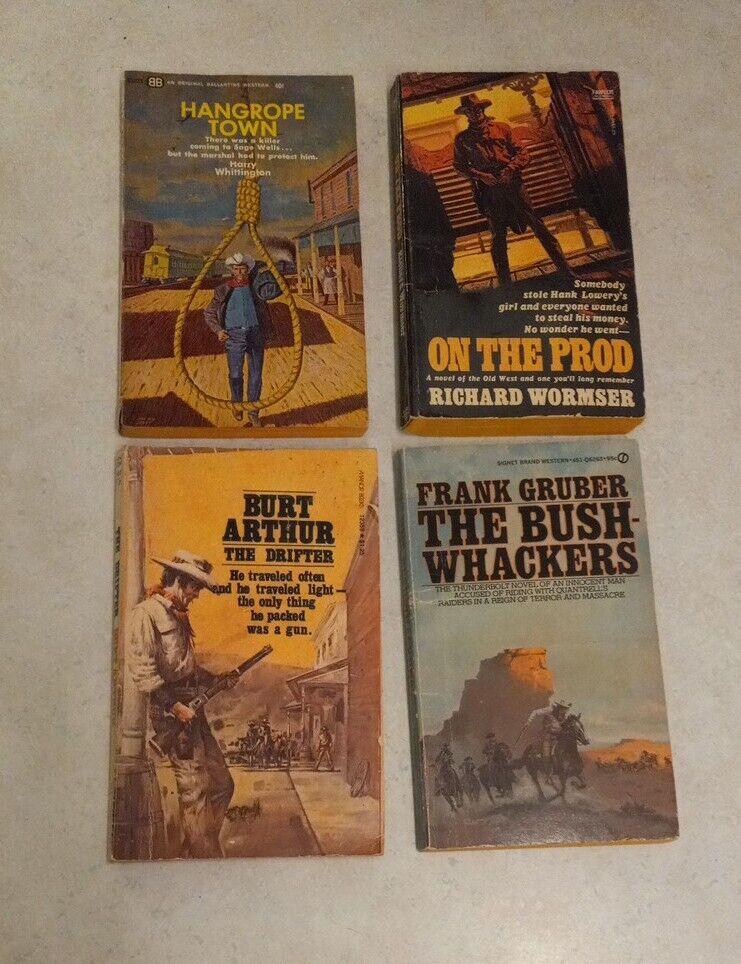 Lot of 4 Vintage Western Paperback Books Cowboy Wild West