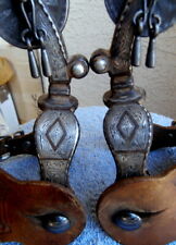 Garcia Elko Nevada Cowgirl Sterling Silver Inlay Vintage Horse Spurs w/Straps picture