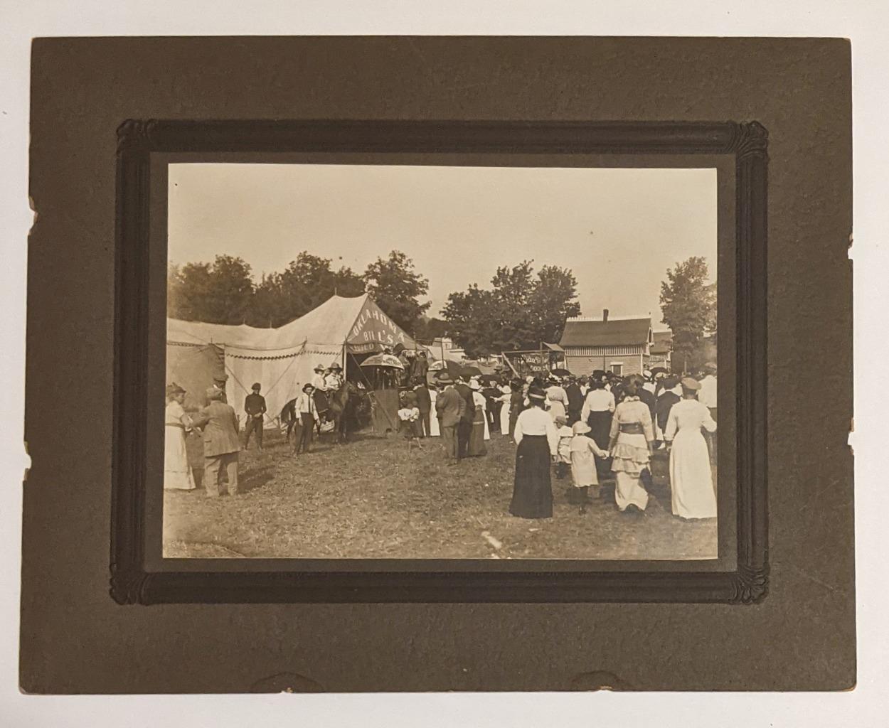 1927 COBELSKILL FAIR GROUNDS, OKLAHOMA BILL'S WILD WEST SHOW CIRCUS TENT w CROWD